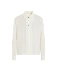 Chemise vareuse col officier en laine - Ivoire