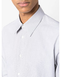 Chemise ajustée boutons visibles - Bleu Marine & Blanc