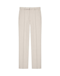 Pantalon droit ceinturé en laine - Mastic