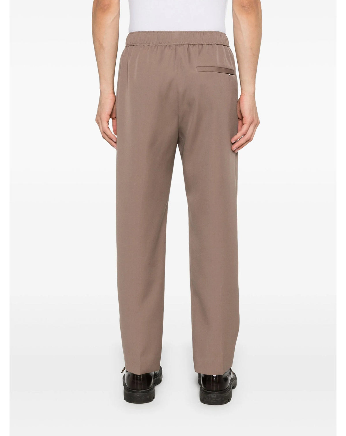 Pantalon taille élastiquée en laine - Marron Glace