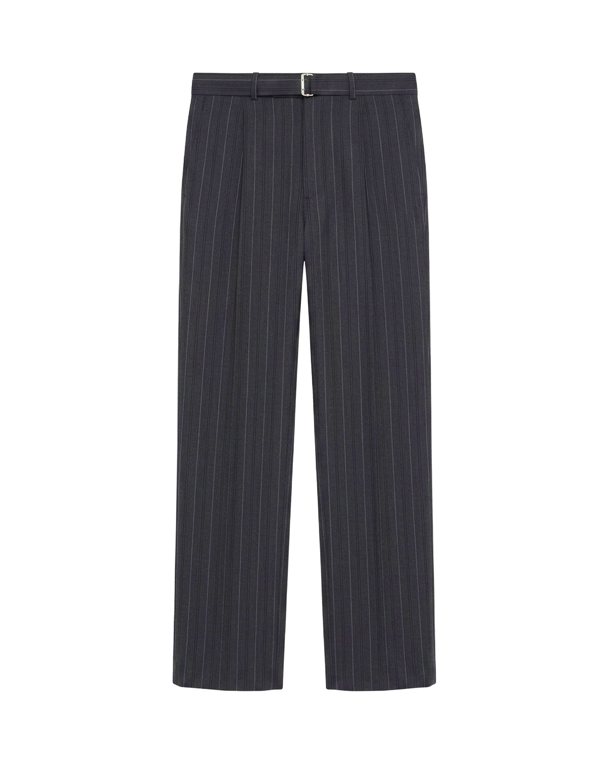 Pantalon tailleur ajusté en laine - Bleu Marine & Anthracite