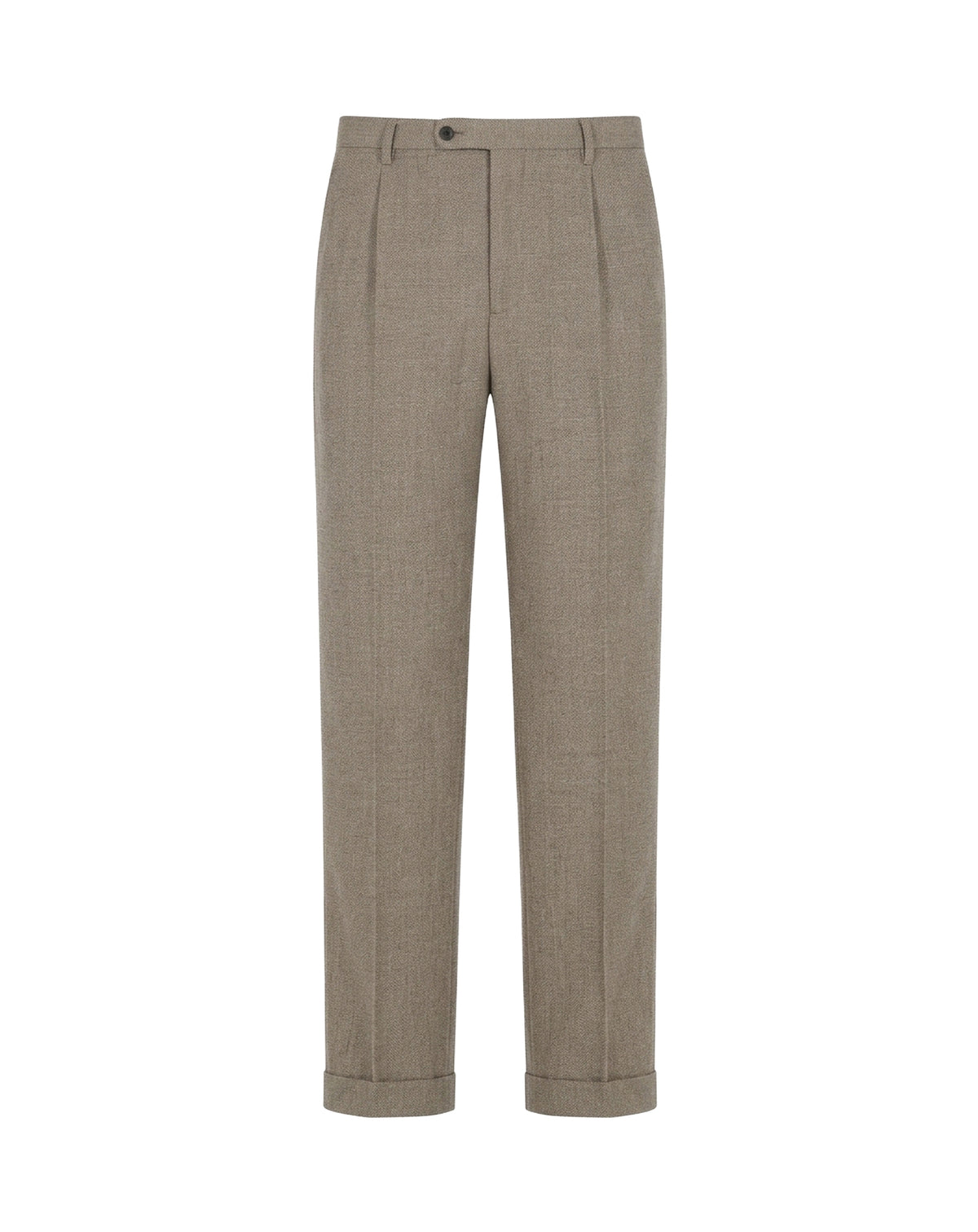 Pantalon tailleur droit mouliné en laine - Lin