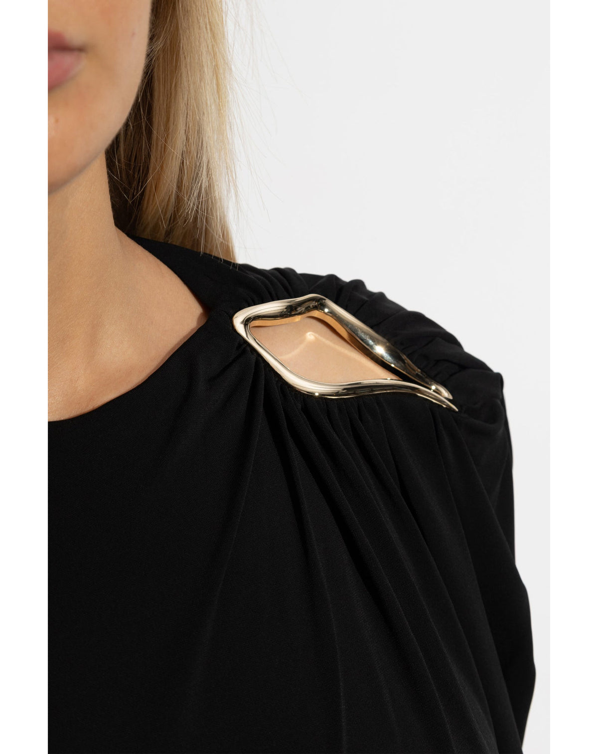 Robe broderie anglaise en tissu - Noir