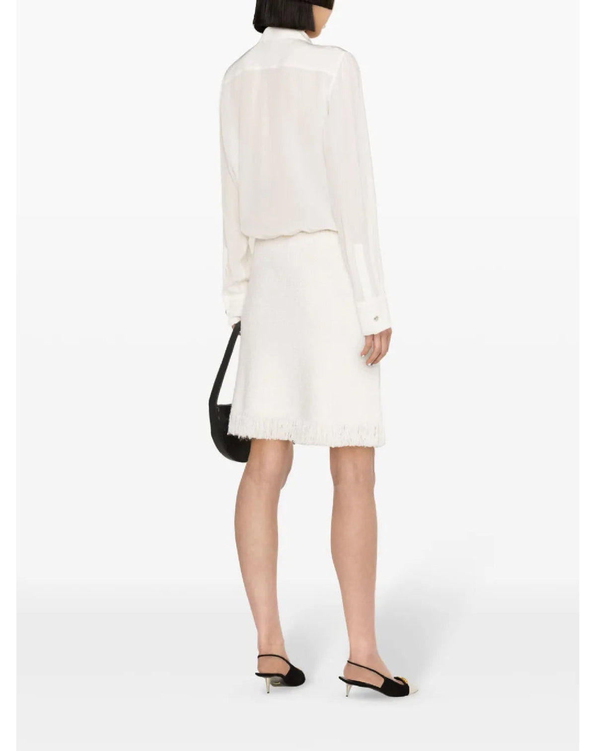 Chemise manches longues en soie - Blanc Casse