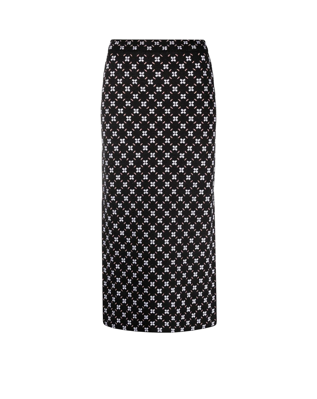 Jupe midi jacquard floral en soie - Noir & Multicolore