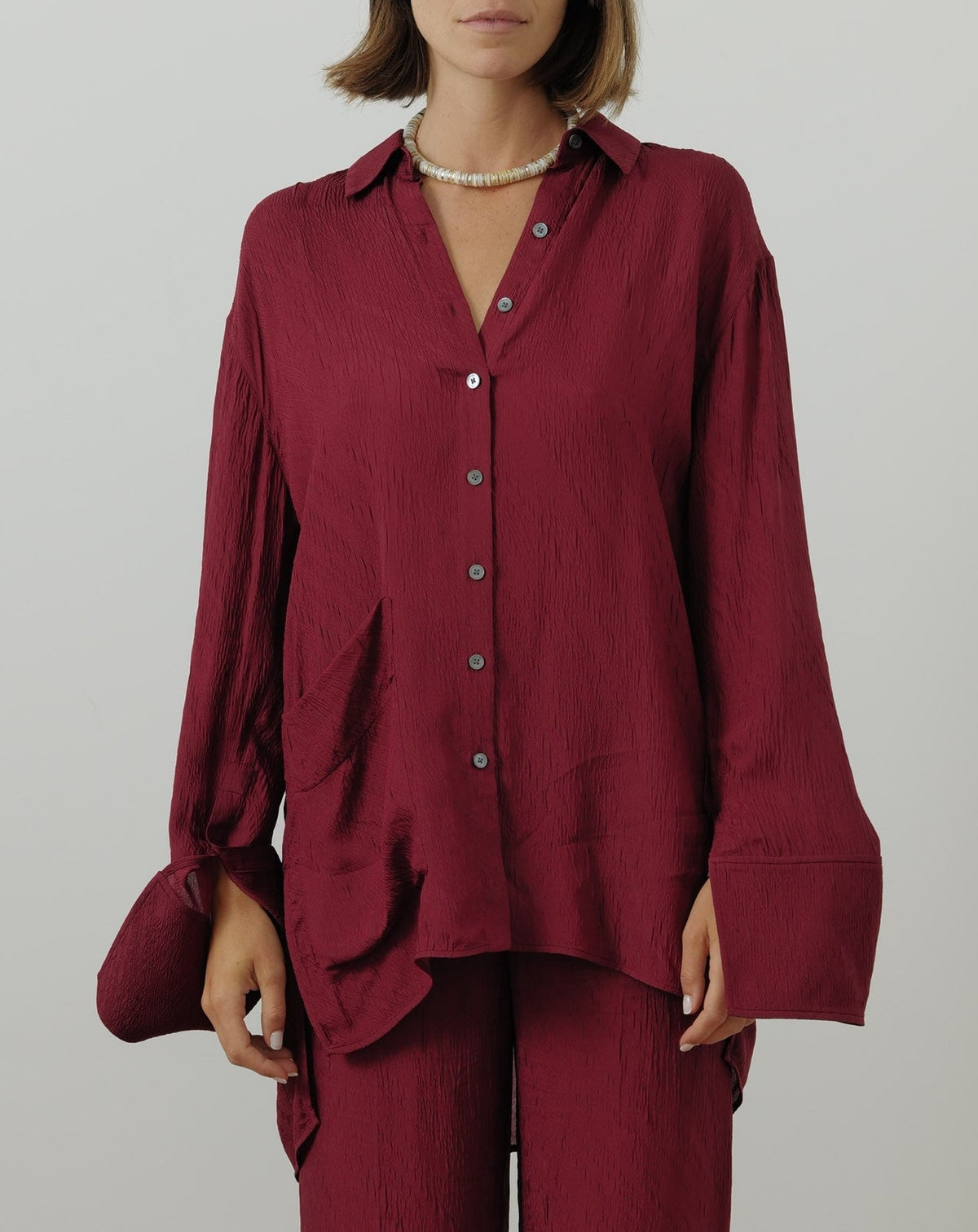 Chemise ample texturée en soie - Cinobre