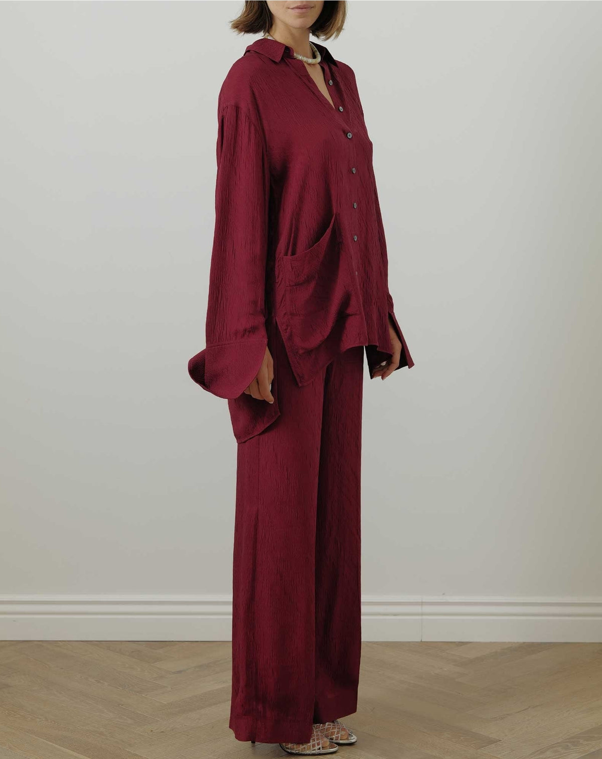 Chemise ample texturée en soie - Cinobre