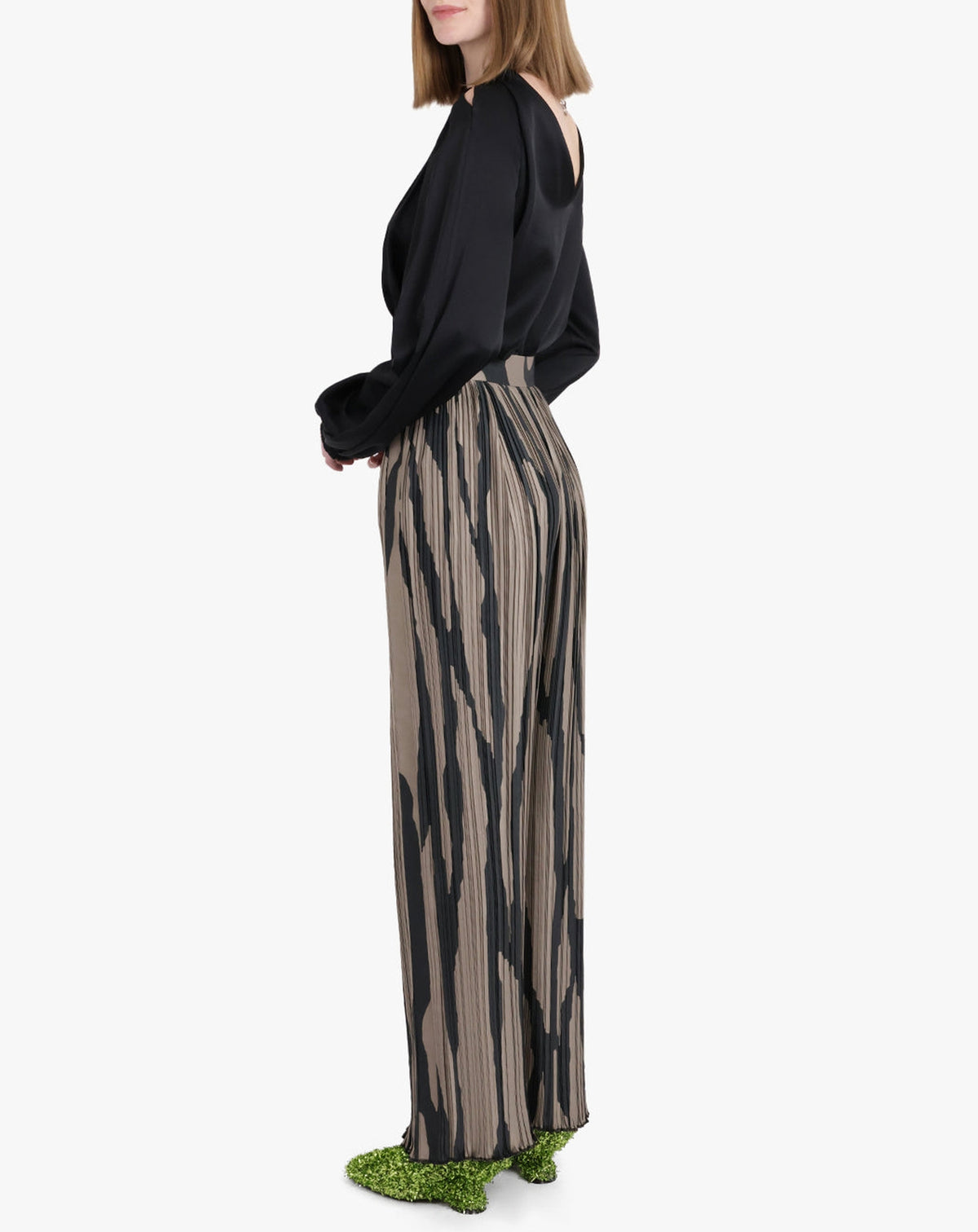 Blouse à détails épaules en tissu - Noir