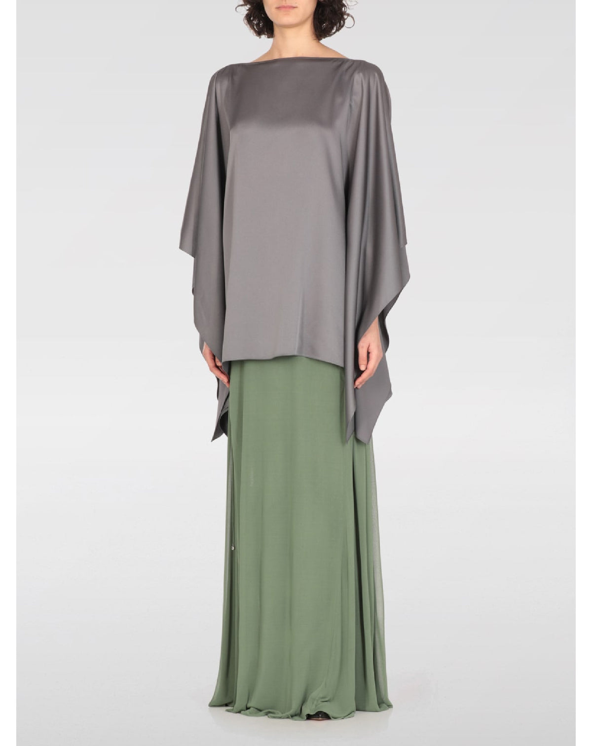 Blouse style caftan en tissu - Acier