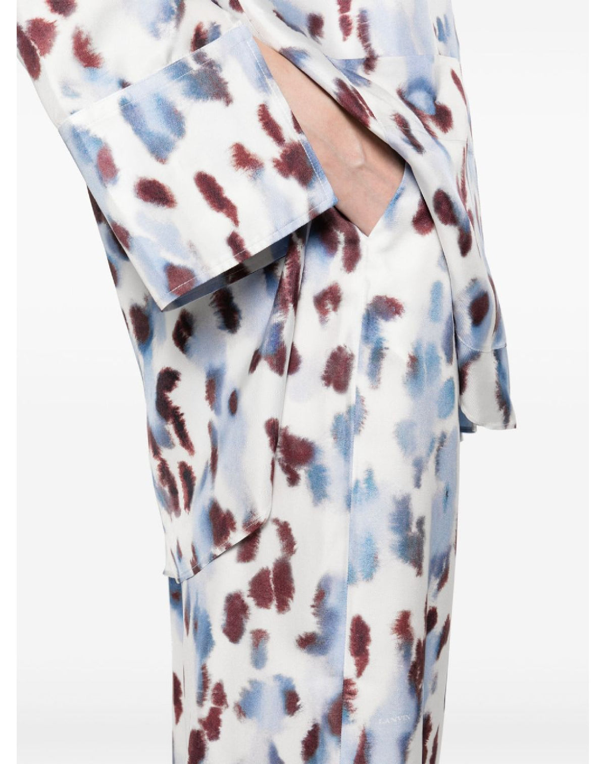 Pantalon large imprimé en soie - Bordeaux & Bleu Lanvin