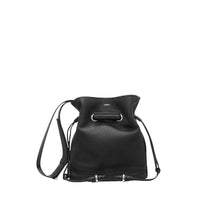 Petit sac seau Le Huit en cuir grainé - Noir & Nickel