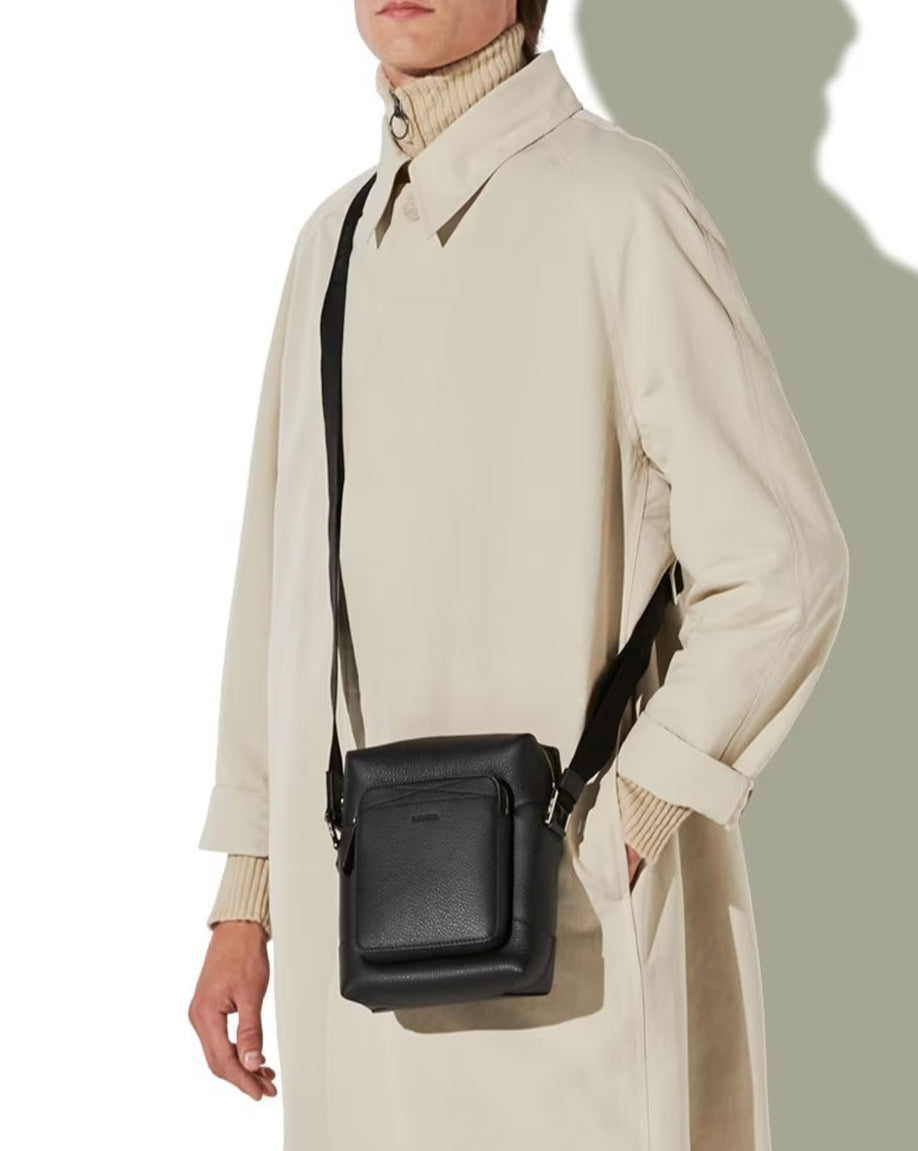 Sac mini reporter Graphic en cuir grainé - Noir