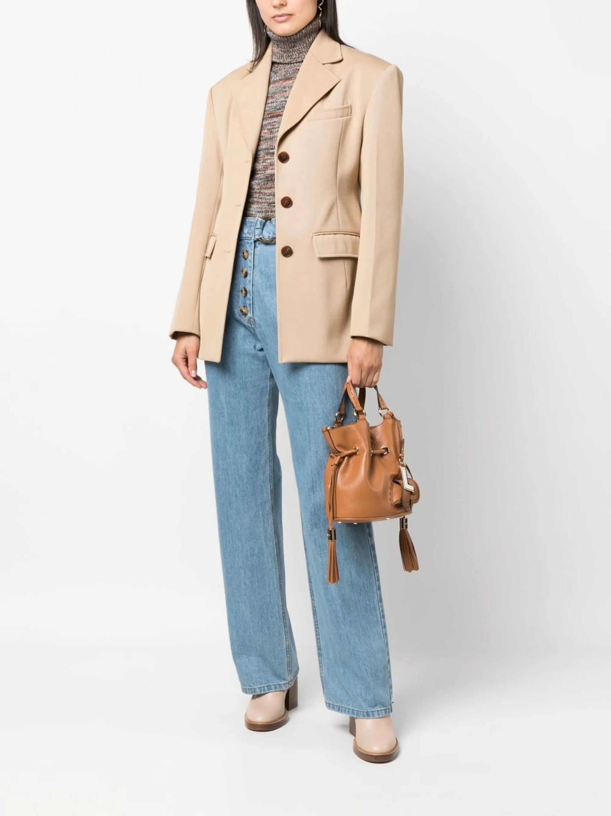 Sac seau Premier Flirt S en cuir grainé - Blanc Optique