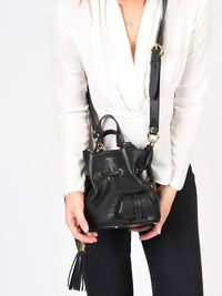 Sac seau Premier Flirt S en cuir grainé - Noir & Nickel