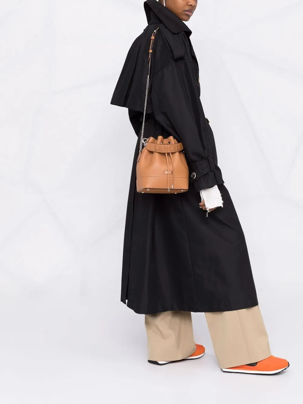 Mini sac seau Ninon en cuir grainé - Rose Dragee
