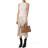 Sac carryall zippé Roxane en cuir lisse - Granit & Doré