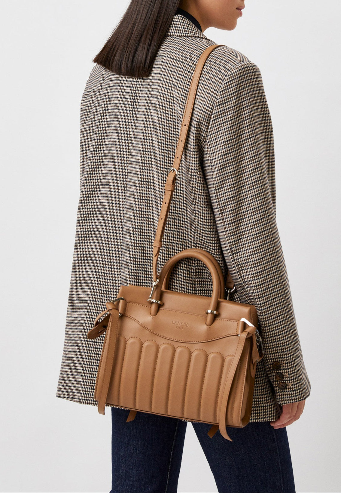 Sac Rodéo carryall à zip en cuir lisse - Granit