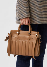 Sac Rodéo carryall à zip en cuir lisse - Granit
