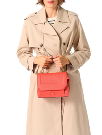 Sac rabat M Ninon en cuir grainé - Multico Cerise