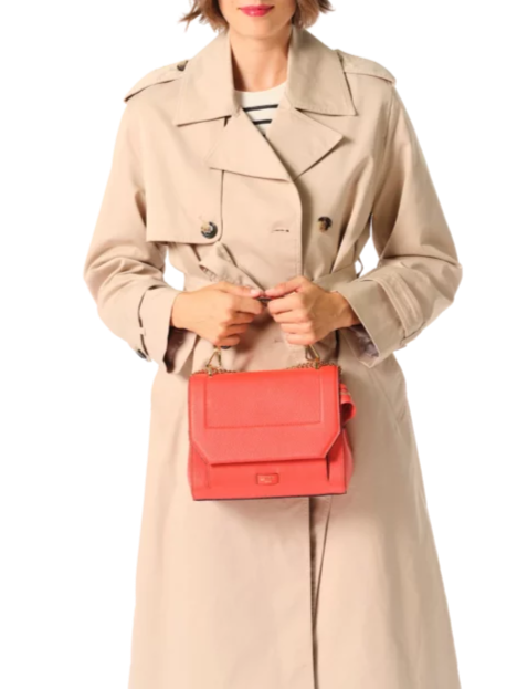 Sac rabat M Ninon en cuir grainé - Multico Cerise