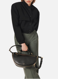 Sac porté croisé zippé Origami M en cuir lisse - Dune