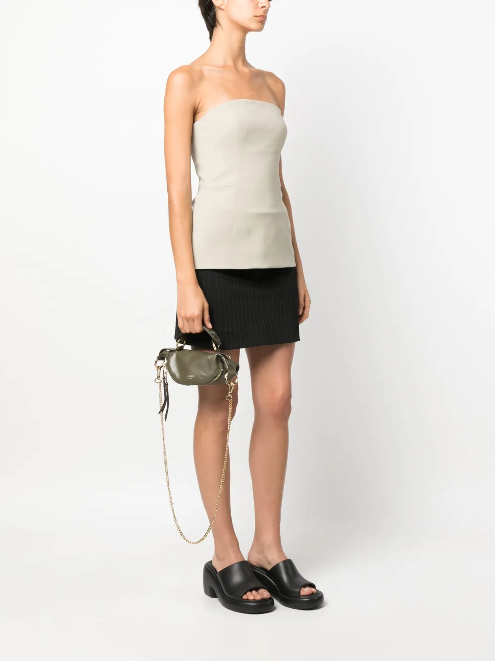 Sac porté croisé zippé Origami M en cuir lisse - Émeraude