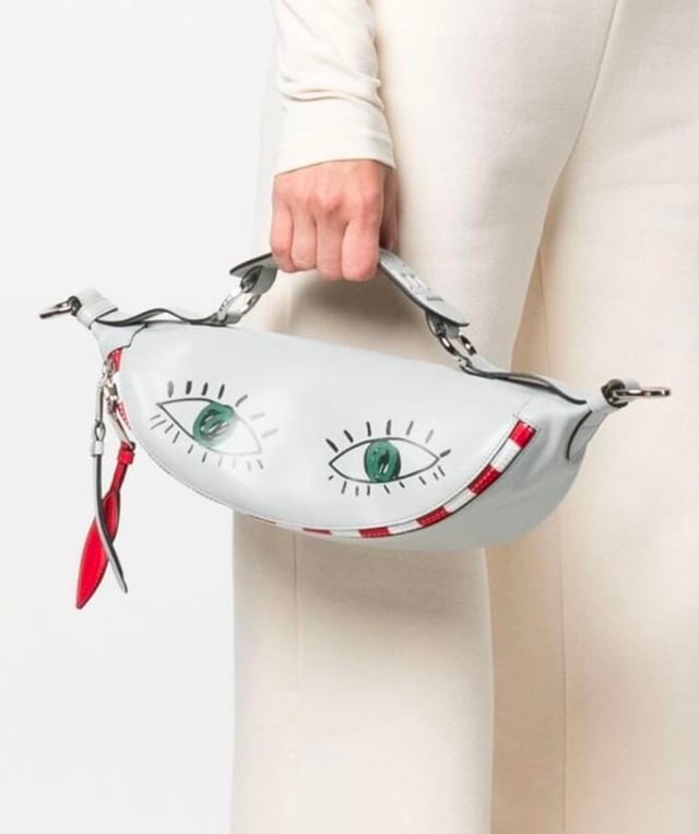 Sac porté croisé zippé Origami S en cuir lisse - Multico Brume