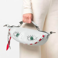Sac porté croisé zippé S Origami en cuir lisse - Multicolore brume