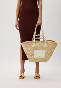 Sac panier Summer Mania L en raphia - Naturel & Neige