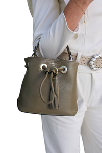 Mini sac seau Sacha en cuir grainé - Nude