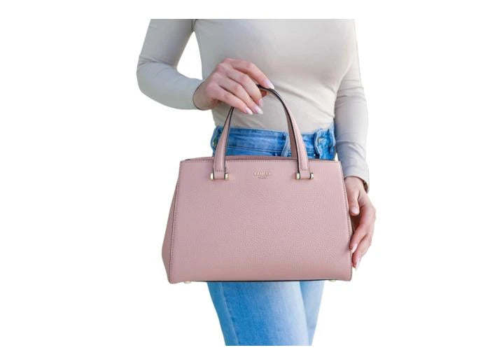 Petit sac Lettrines carryall en cuir grainé - Nude