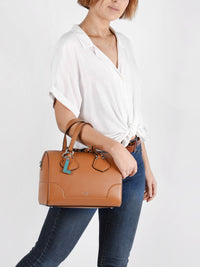 Sac bowling Izy en cuir grainé - Camel