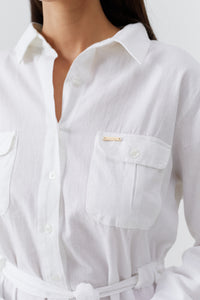 Lacey Shirt Dress - White