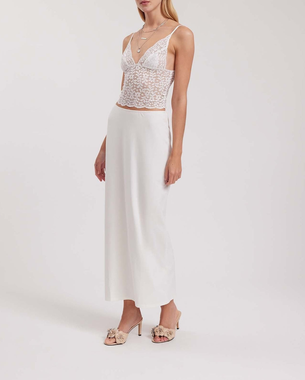 Ladya long cotton skirt - Moon White