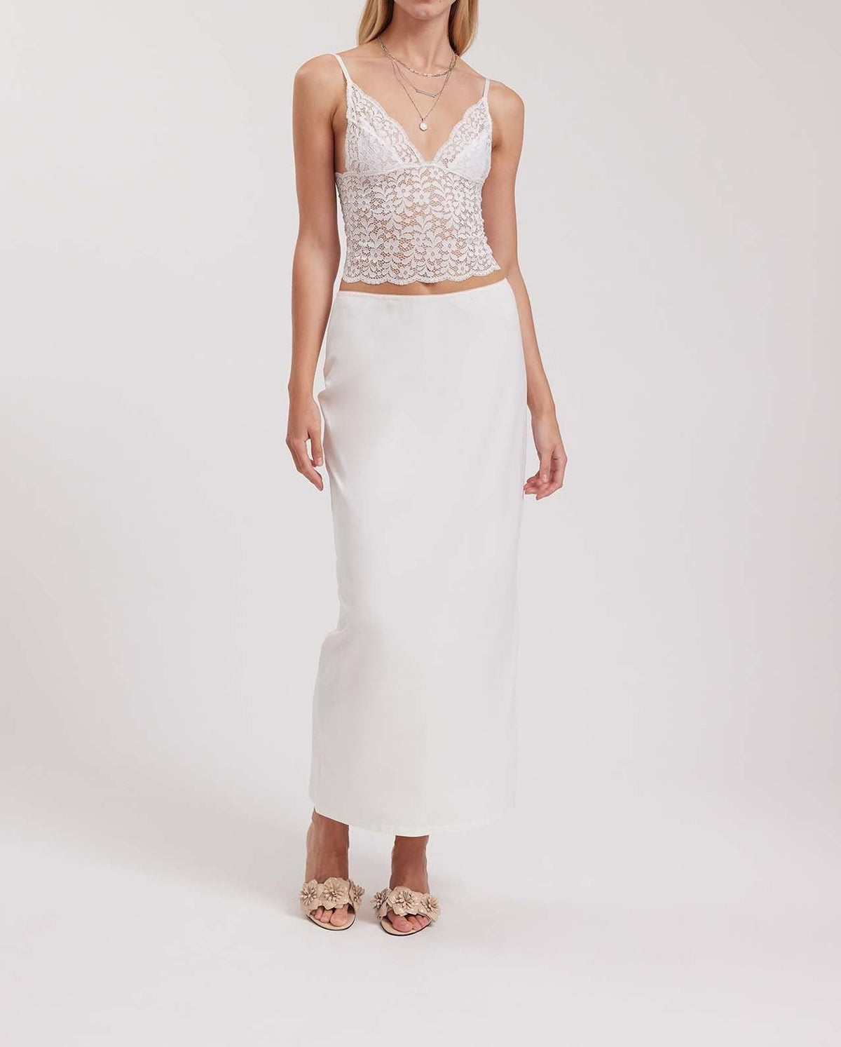 Ladya long cotton skirt - Moon White