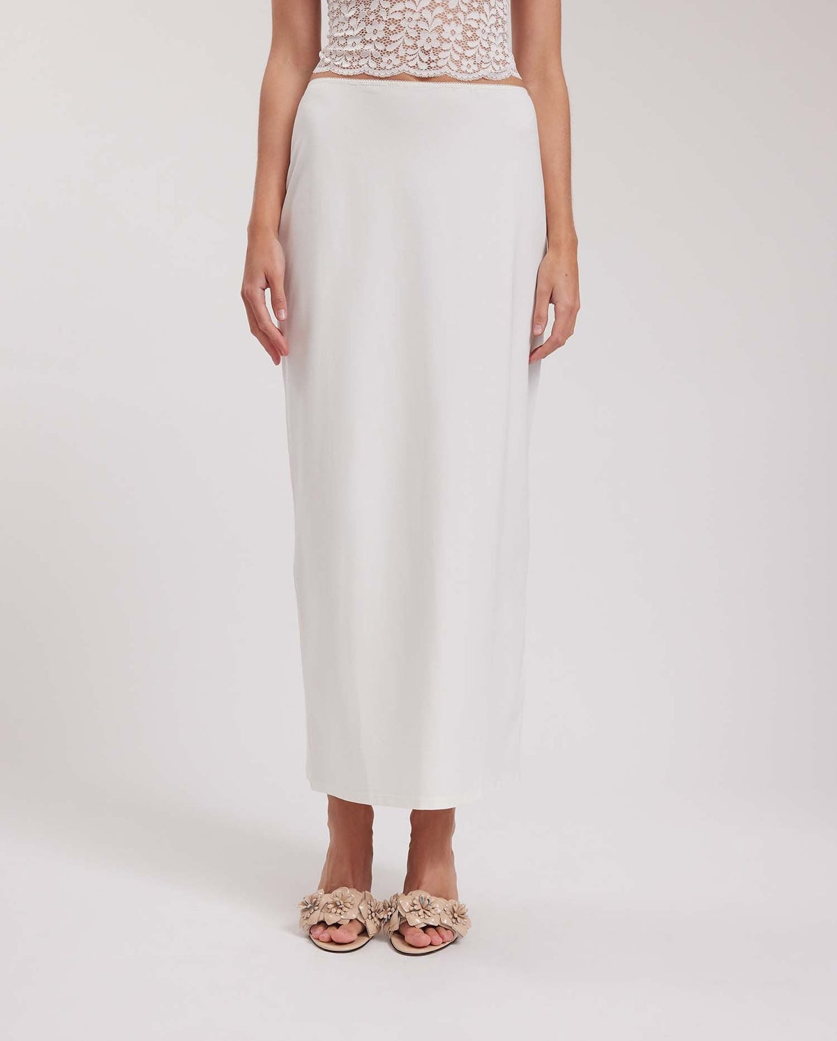 Ladya long cotton skirt - Moon White