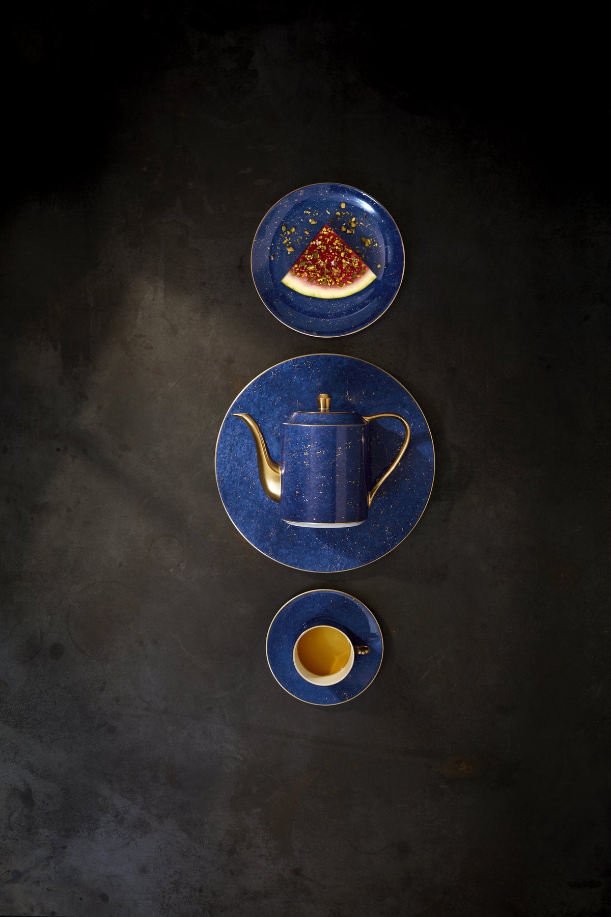 Tasse à thé Lapis en porcelaine & or - Bleu