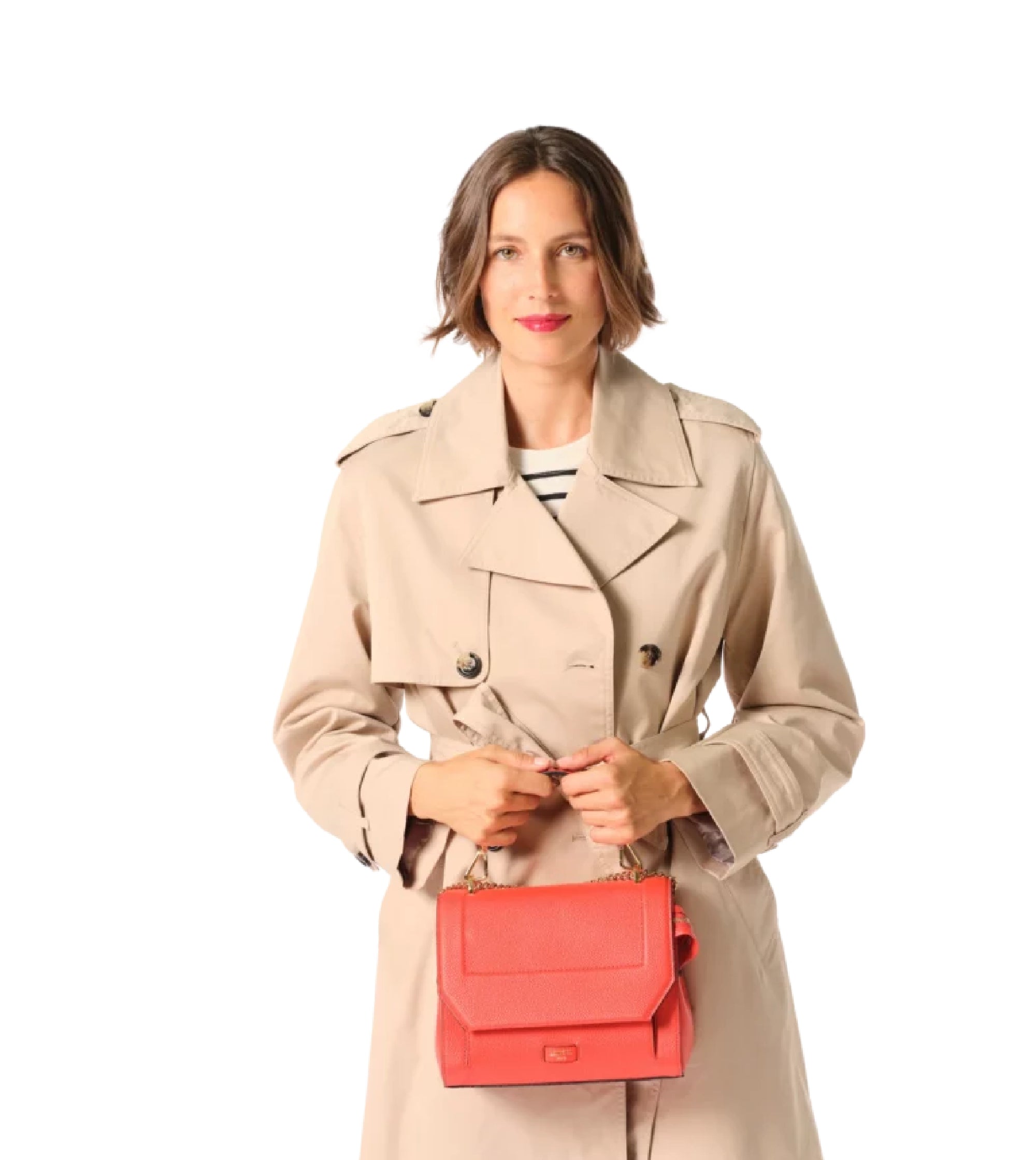 M Ninon flap bag in grained leather - Pink