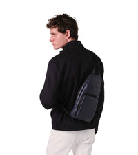 Come shoulder bag in grained leather - Navy Blue