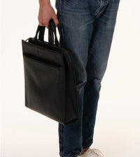 Sac cabas vertical zippé Come en cuir grainé - Noir