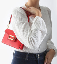 Mini sac rabat Angele en cuir - Rouge Baiser