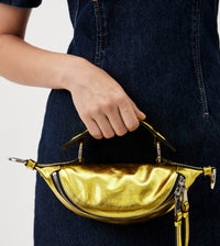 Mini sac porté croisé zippé Origami en cuir - Doré