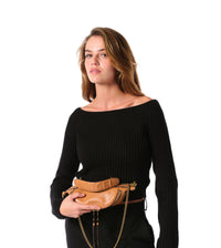Mini sac porté croisé zippé Origami en cuir - Doré