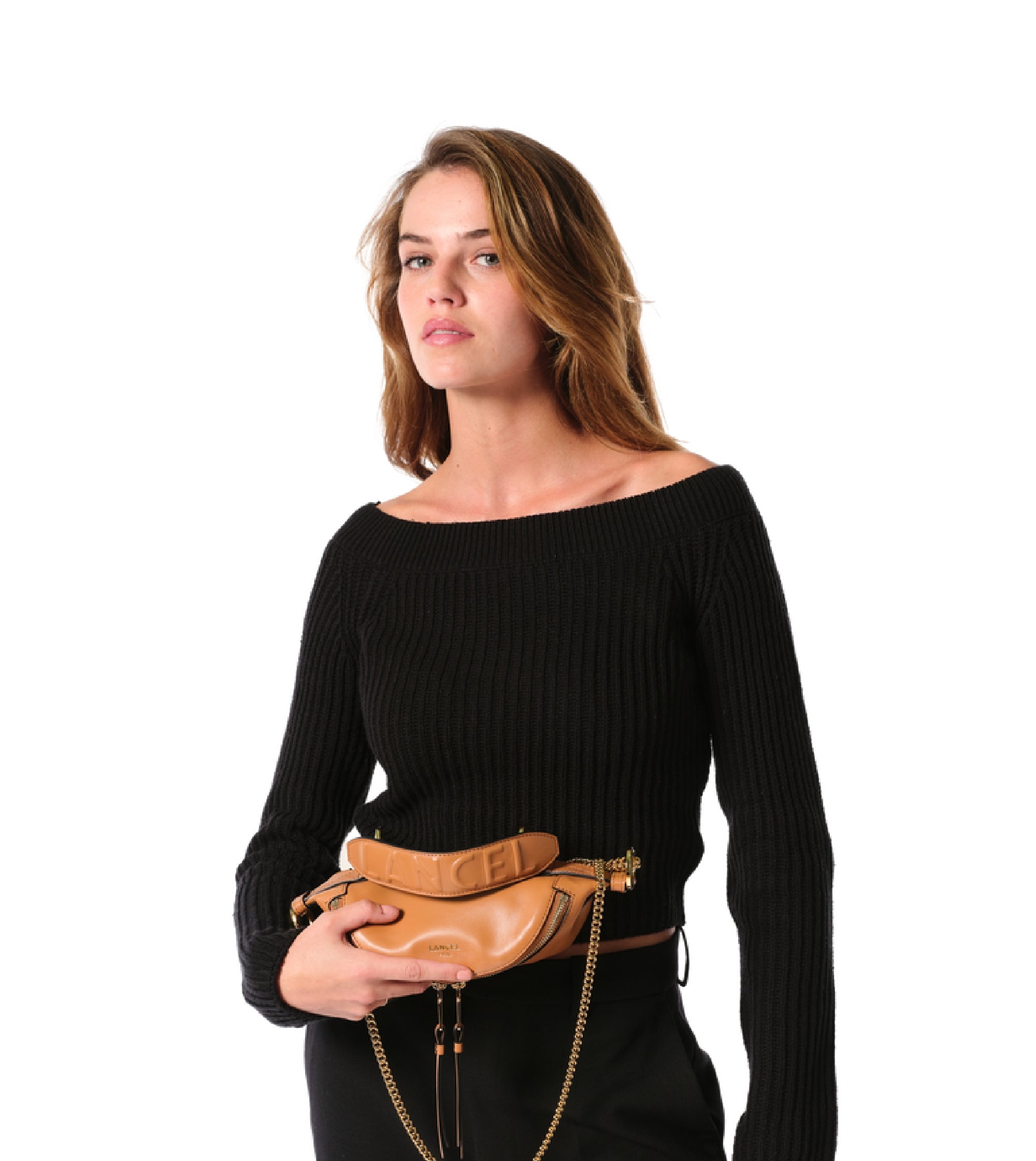 Mini sac porté croisé zippé Origami en cuir - Doré