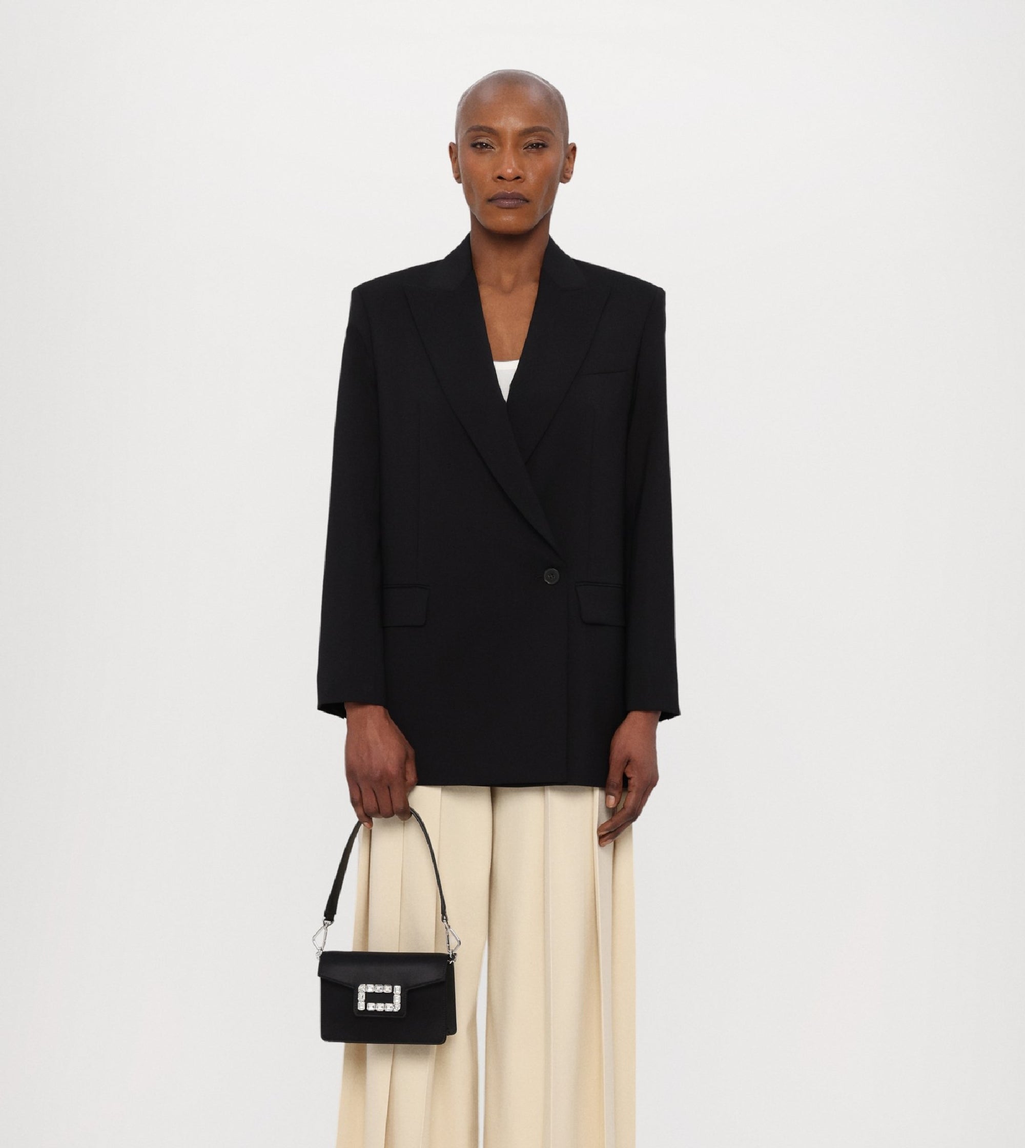Mini sac rabat Angele en cuir - Noir