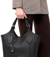 Sac cabas souple M Alphonse en cuir grainé - Cassis