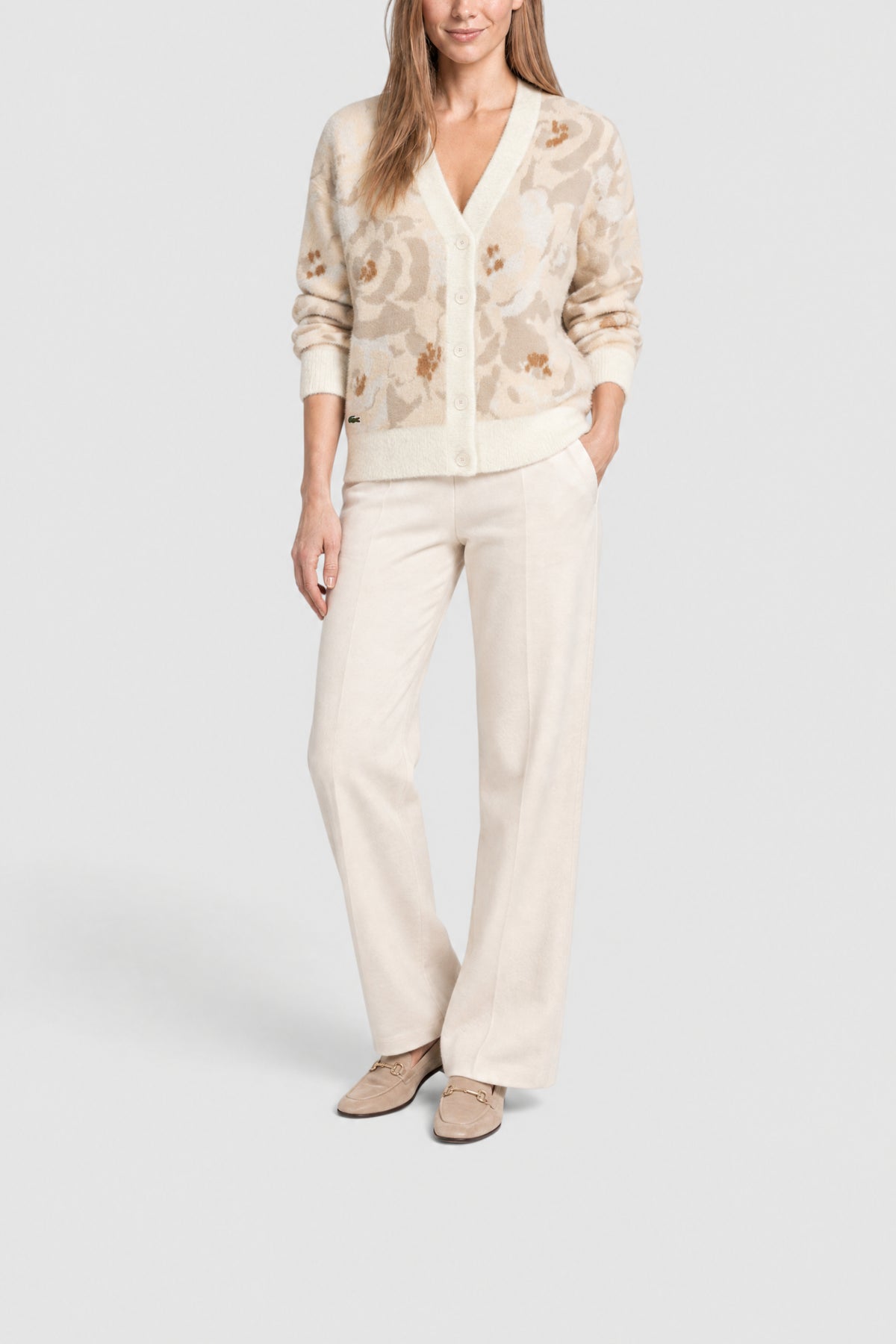 Cardigan jacquard intarsia motif floral - Farine & Laponie