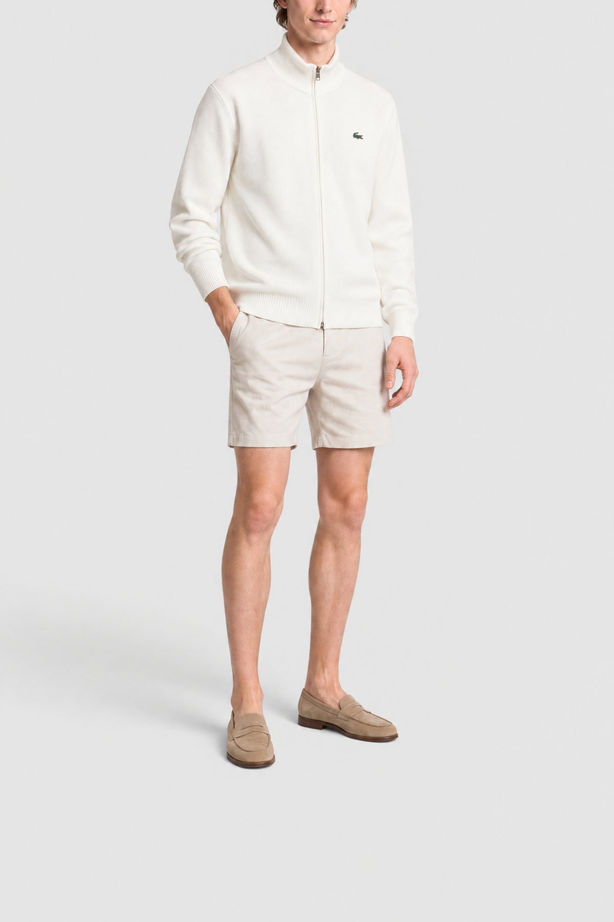 Pull zippé Golf en maille - Farine