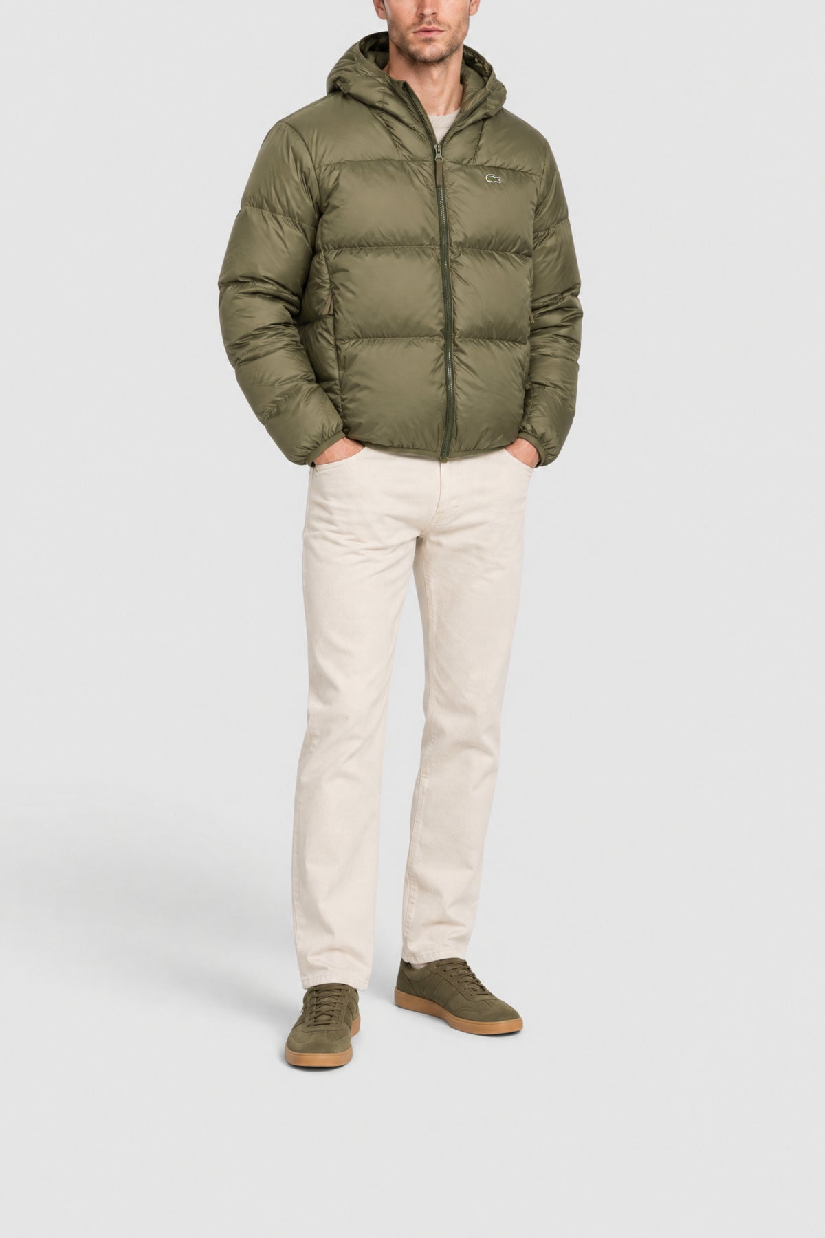 Short hooded puffer jacket - Khaki