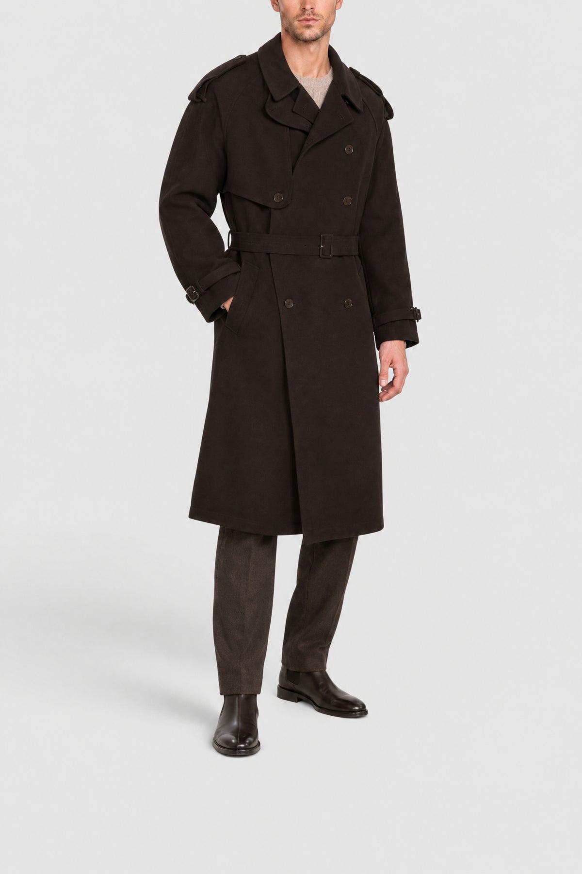 Trench-coat ceinturé en laine - Buffle